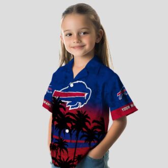 Personalized Buffalo Bills Hawaiian Shirt – Sunset Pattern Blue Black NFL Aloha Shirt