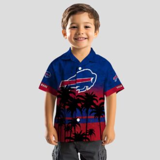 Personalized Buffalo Bills Hawaiian Shirt – Sunset Pattern Blue Black NFL Aloha Shirt