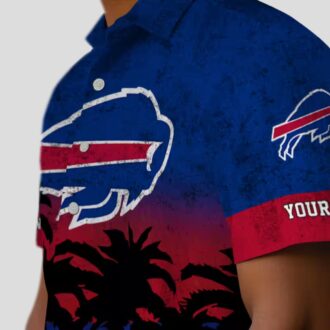 Personalized Buffalo Bills Hawaiian Shirt – Sunset Pattern Blue Black NFL Aloha Shirt