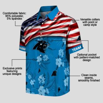 Blue Carolina Panthers Aloha Hawaiian Shirt – USA Flag & Hibiscus Summer Wear