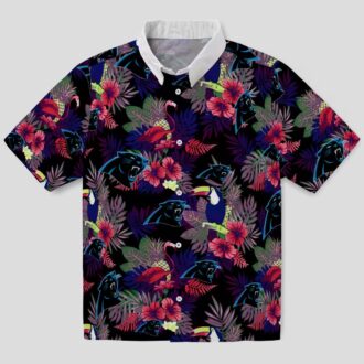 Blue Red Carolina Panthers Floral Hawaiian Shirt – Toucan Print Resort Wear Shirt
