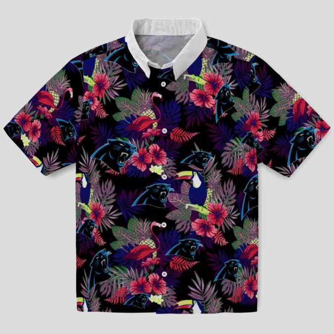 Blue Red Carolina Panthers Floral Hawaiian Shirt – Toucan Print Resort Wear Shirt