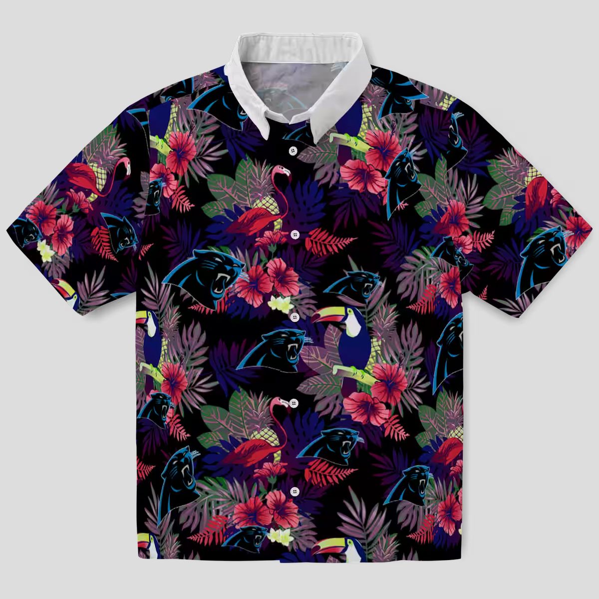 Blue Red Carolina Panthers Floral Hawaiian Shirt – Toucan Print Resort Wear Shirt