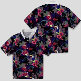 Blue Red Carolina Panthers Floral Hawaiian Shirt – Toucan Print Resort Wear Shirt
