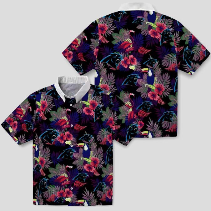 Blue Red Carolina Panthers Floral Hawaiian Shirt – Toucan Print Resort Wear Shirt