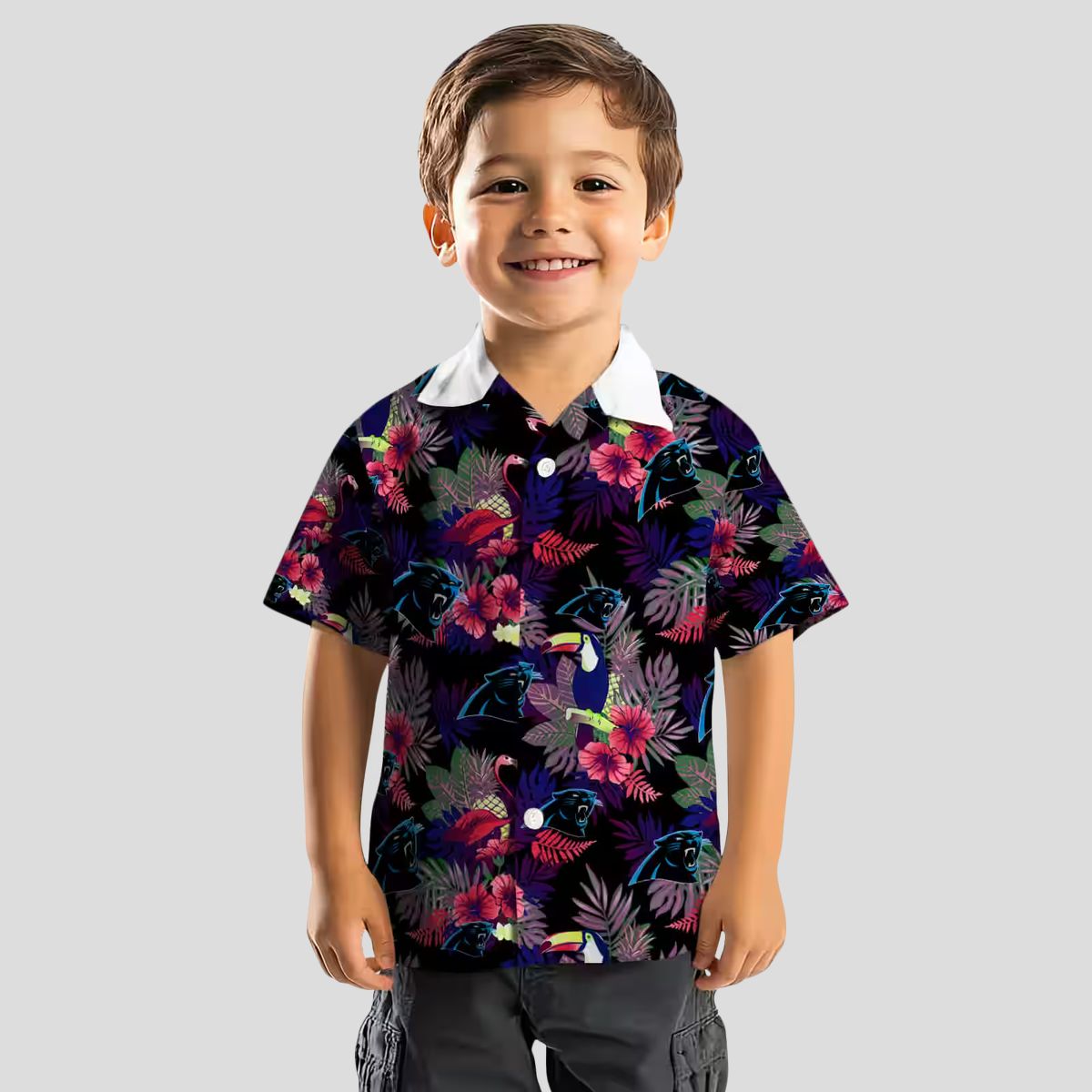 Blue Red Carolina Panthers Floral Hawaiian Shirt – Toucan Print Resort Wear Shirt