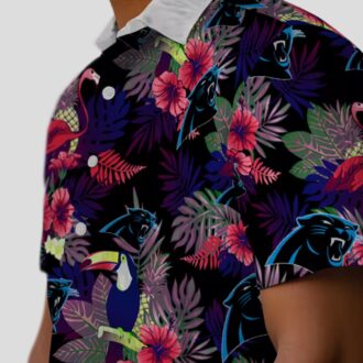 Blue Red Carolina Panthers Floral Hawaiian Shirt – Toucan Print Resort Wear Shirt