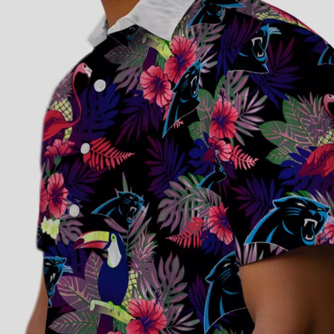 Blue Red Carolina Panthers Floral Hawaiian Shirt – Toucan Print Resort Wear Shirt