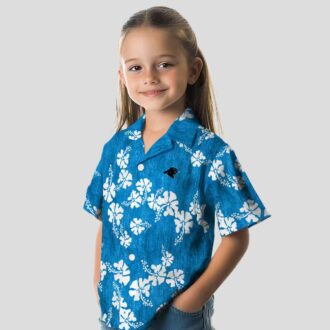 Carolina Panthers Aloha Hawaiian Shirt – Blue Hibiscus Clusters Button Up for Summer