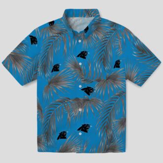 Carolina Panthers Aloha Hawaiian Shirt – Blue Palm Leaf Hawaiian Button Up for Summer