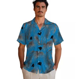 Carolina Panthers Aloha Hawaiian Shirt – Blue Palm Leaf Hawaiian Button Up for Summer