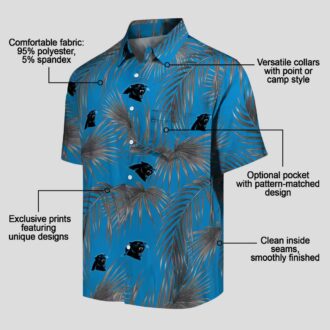Carolina Panthers Aloha Hawaiian Shirt – Blue Palm Leaf Hawaiian Button Up for Summer