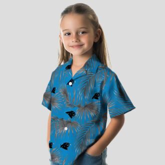 Carolina Panthers Aloha Hawaiian Shirt – Blue Palm Leaf Hawaiian Button Up for Summer