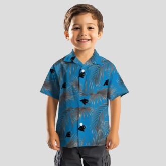 Carolina Panthers Aloha Hawaiian Shirt – Blue Palm Leaf Hawaiian Button Up for Summer