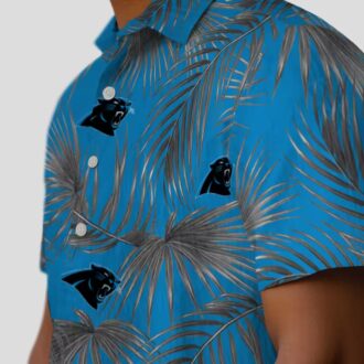 Carolina Panthers Aloha Hawaiian Shirt – Blue Palm Leaf Hawaiian Button Up for Summer