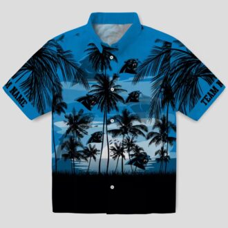 Carolina Panthers Blue Black Hawaiian Shirt – Custom Sunset Scene Beachwear for Fans