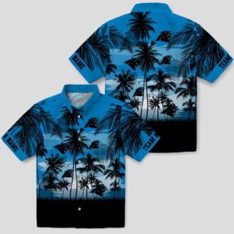Carolina Panthers Blue Black Hawaiian Shirt – Custom Sunset Scene Beachwear for Fans