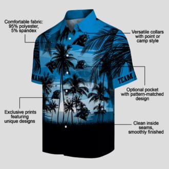Carolina Panthers Blue Black Hawaiian Shirt – Custom Sunset Scene Beachwear for Fans