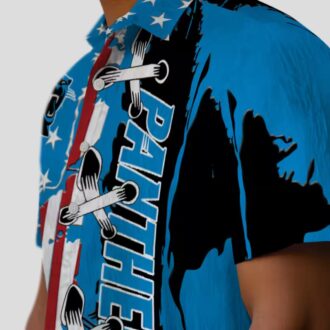 Carolina Panthers Blue Hawaiian Shirt – Stitched Flag Short Sleeve Button Up