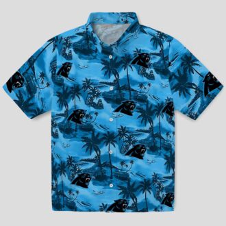 Carolina Panthers Coastal Palms Hawaiian Shirt - Blue Beach Resort Shirt for Summer