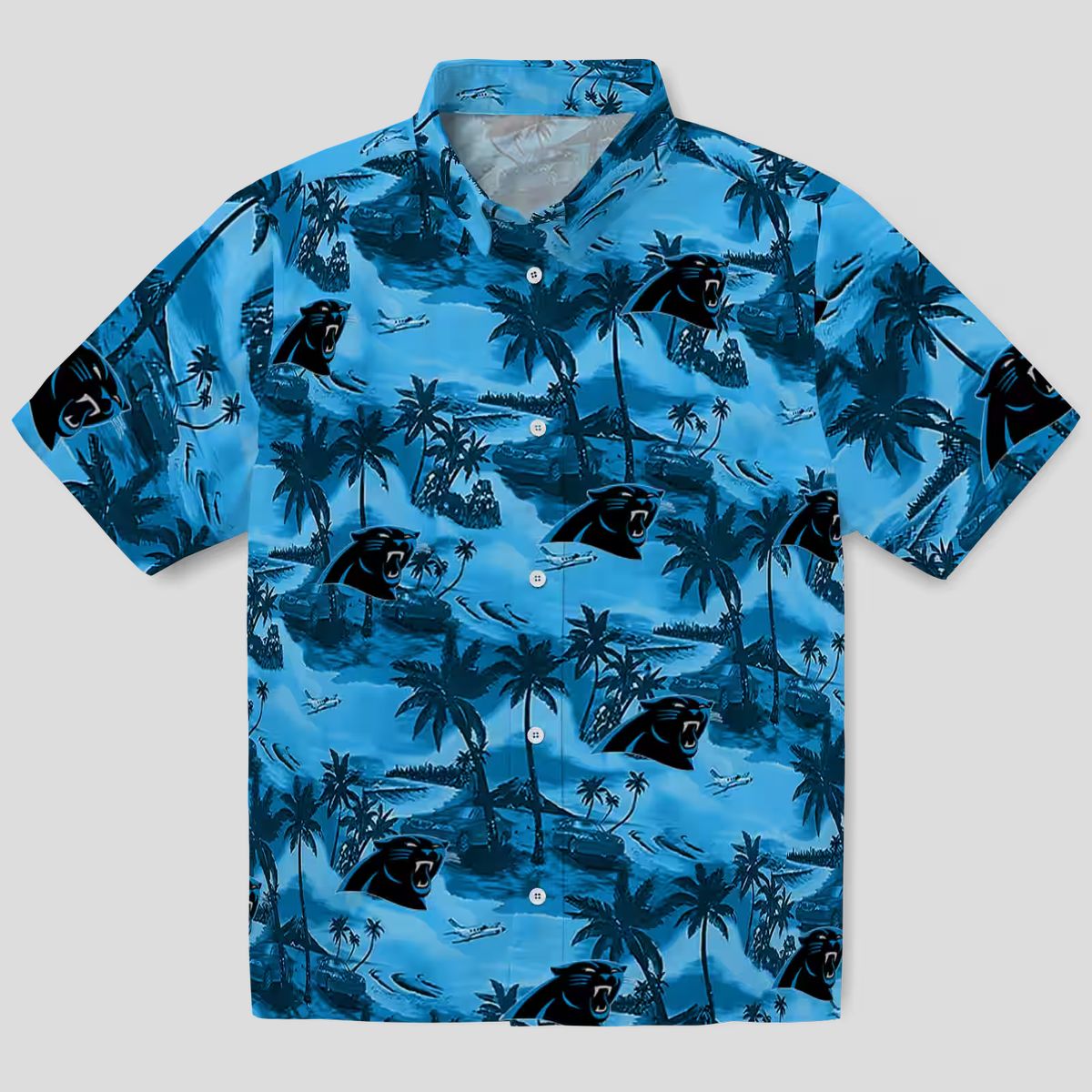 Carolina Panthers Coastal Palms Hawaiian Shirt - Blue Beach Resort Shirt for Summer