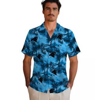 Carolina Panthers Coastal Palms Hawaiian Shirt - Blue Beach Resort Shirt for Summer