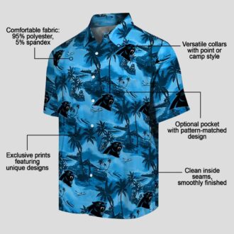Carolina Panthers Coastal Palms Hawaiian Shirt - Blue Beach Resort Shirt for Summer