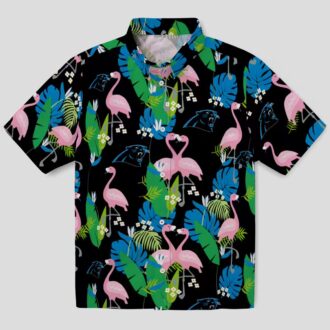 Carolina Panthers Flamingo Foliage Hawaiian Shirt – Tropical Blue Green Shirt for Women