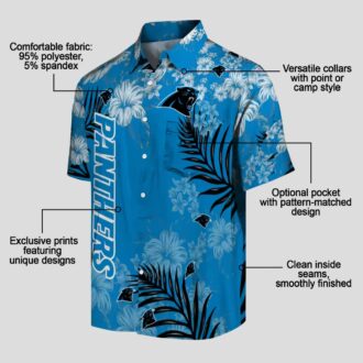 Carolina Panthers Floral Hawaiian Shirt, Blue Hibiscus Tropical Aloha Shirt