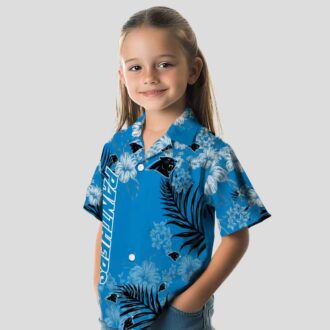 Carolina Panthers Floral Hawaiian Shirt, Blue Hibiscus Tropical Aloha Shirt