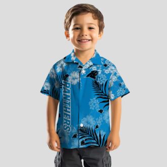 Carolina Panthers Floral Hawaiian Shirt, Blue Hibiscus Tropical Aloha Shirt