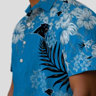 Carolina Panthers Floral Hawaiian Shirt, Blue Hibiscus Tropical Aloha Shirt