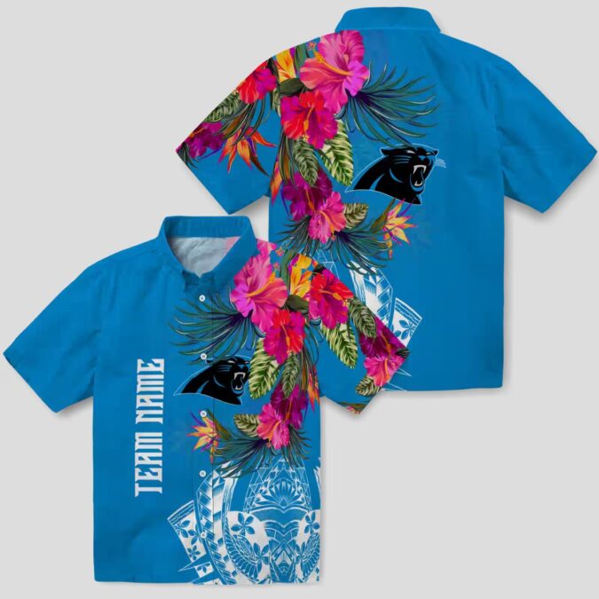 Carolina Panthers Floral Polynesian Hawaiian Shirt – Tropical Blue Beach Resort Shirt