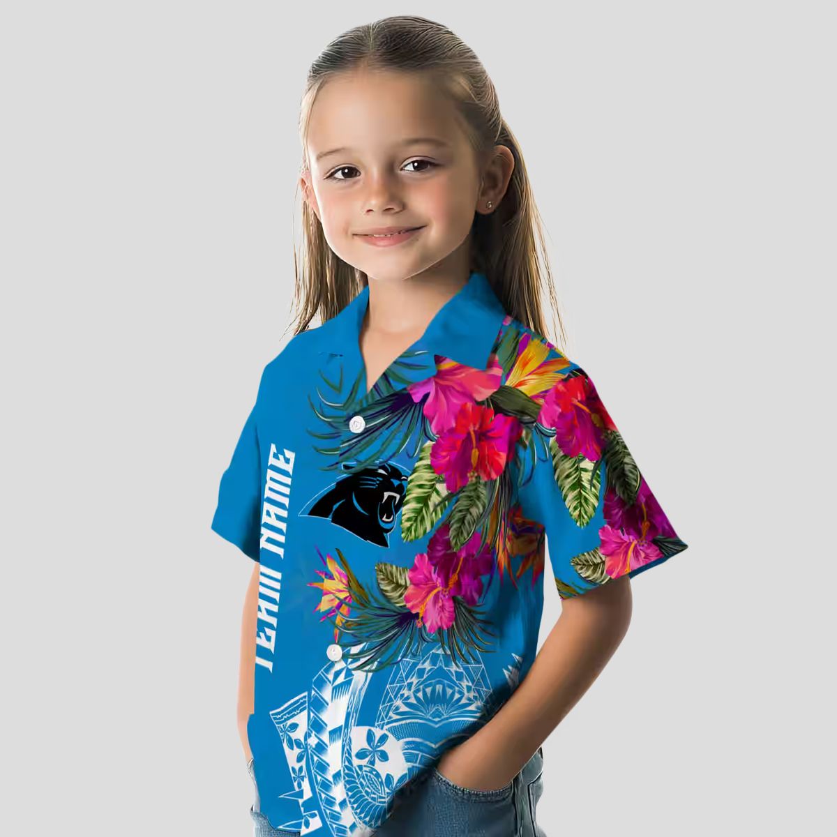 Carolina Panthers Floral Polynesian Hawaiian Shirt – Tropical Blue Beach Resort Shirt