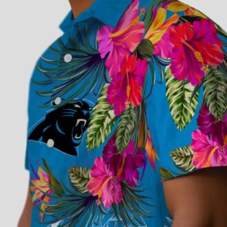 Carolina Panthers Floral Polynesian Hawaiian Shirt – Tropical Blue Beach Resort Shirt
