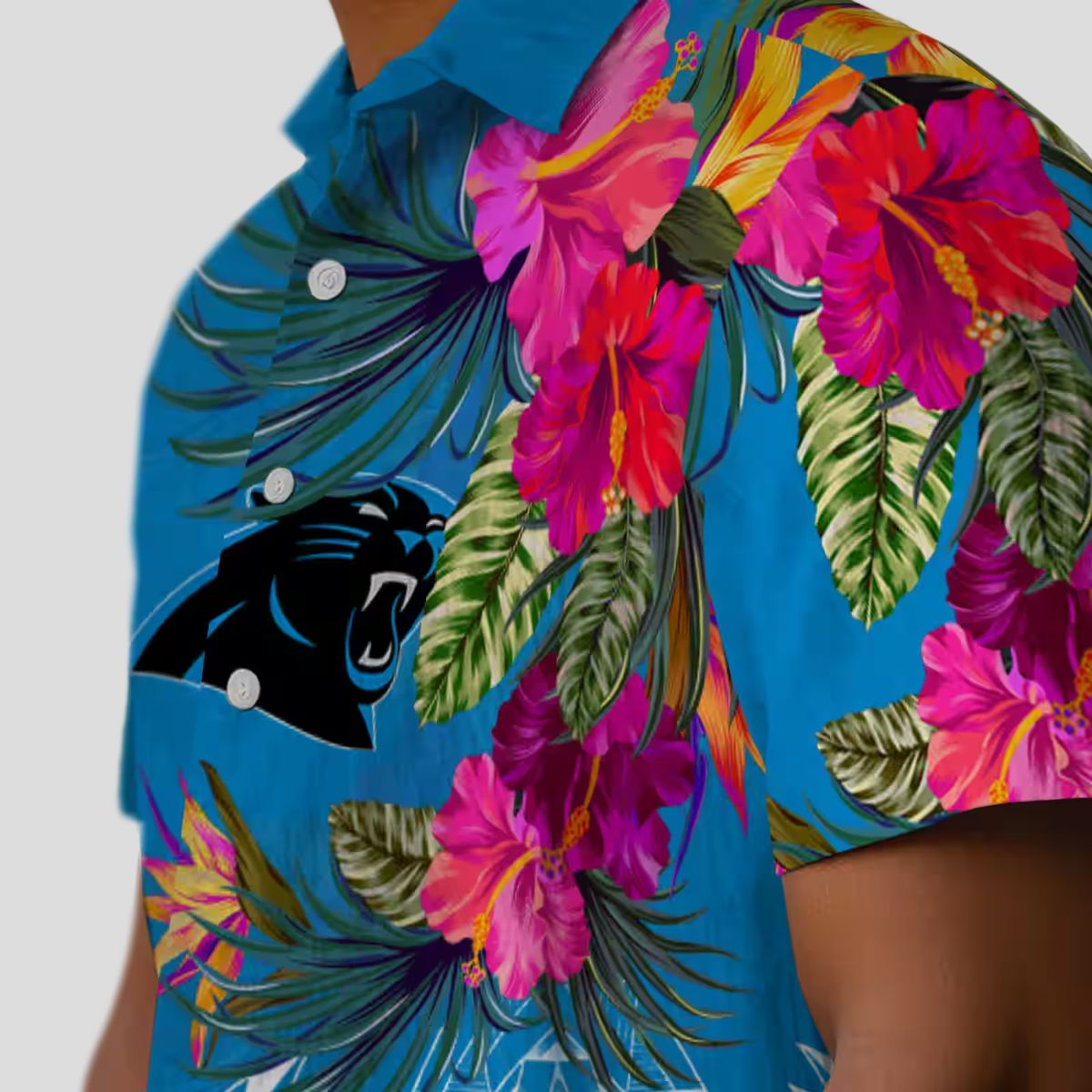 Carolina Panthers Floral Polynesian Hawaiian Shirt – Tropical Blue Beach Resort Shirt