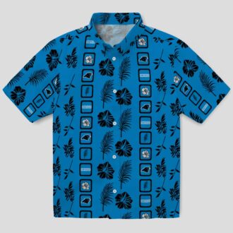 Carolina Panthers Framed Floral Blue Shirt – Summer Vacation Hawaiian Button Up