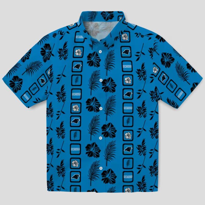 Carolina Panthers Framed Floral Blue Shirt – Summer Vacation Hawaiian Button Up