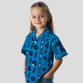 Carolina Panthers Framed Floral Blue Shirt – Summer Vacation Hawaiian Button Up