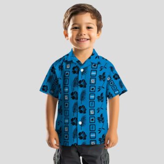 Carolina Panthers Framed Floral Blue Shirt – Summer Vacation Hawaiian Button Up