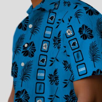 Carolina Panthers Framed Floral Blue Shirt – Summer Vacation Hawaiian Button Up