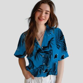 Carolina Panthers Summer Hawaiian Shirt – Palm Leaf Short Sleeve for Vacation