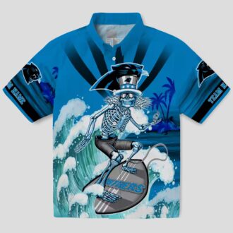 Carolina Panthers Surfing Skeleton Hawaiian Shirt – Custom Tropical Beach Shirt