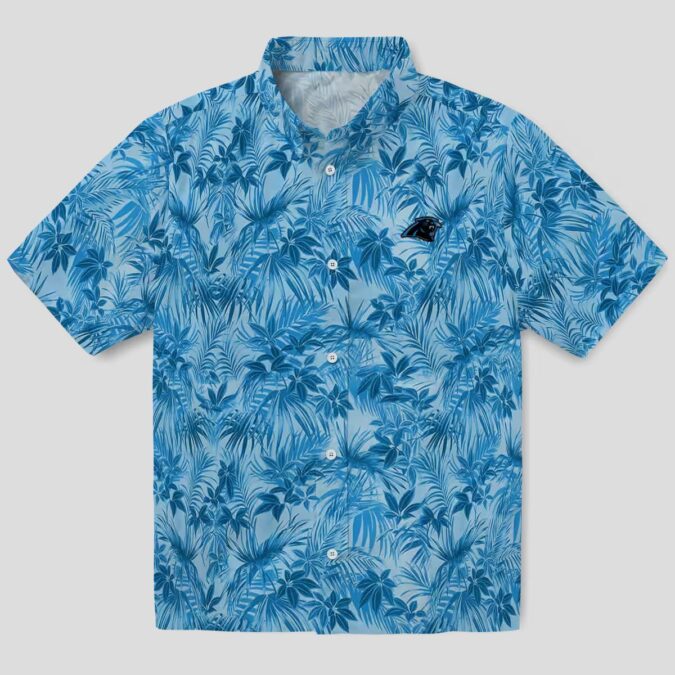 Carolina Panthers Tropical Hawaiian Shirt – Blue Leaf Print Button Up for Summer & Beach