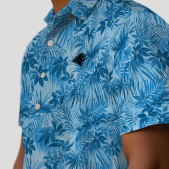 Carolina Panthers Tropical Hawaiian Shirt – Blue Leaf Print Button Up for Summer & Beach