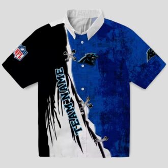 Custom Carolina Panthers Aloha Hawaiian Shirt - Edgy Streaks Blue White Beach Shirt