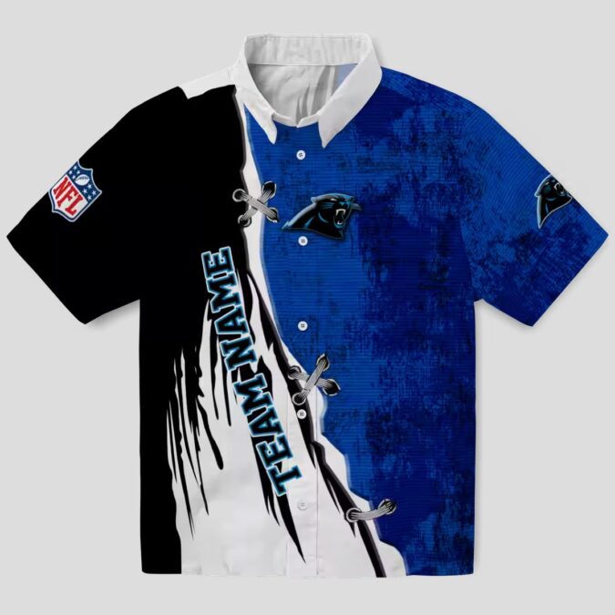 Custom Carolina Panthers Aloha Hawaiian Shirt - Edgy Streaks Blue White Beach Shirt