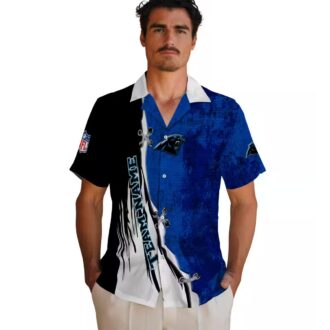 Custom Carolina Panthers Aloha Hawaiian Shirt - Edgy Streaks Blue White Beach Shirt