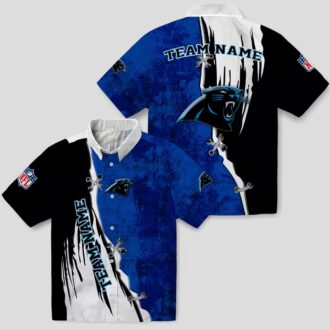 Custom Carolina Panthers Aloha Hawaiian Shirt - Edgy Streaks Blue White Beach Shirt