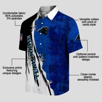 Custom Carolina Panthers Aloha Hawaiian Shirt - Edgy Streaks Blue White Beach Shirt